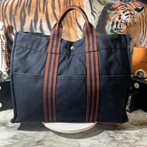 Hermes EUC Tote Bag with Brown Straps
